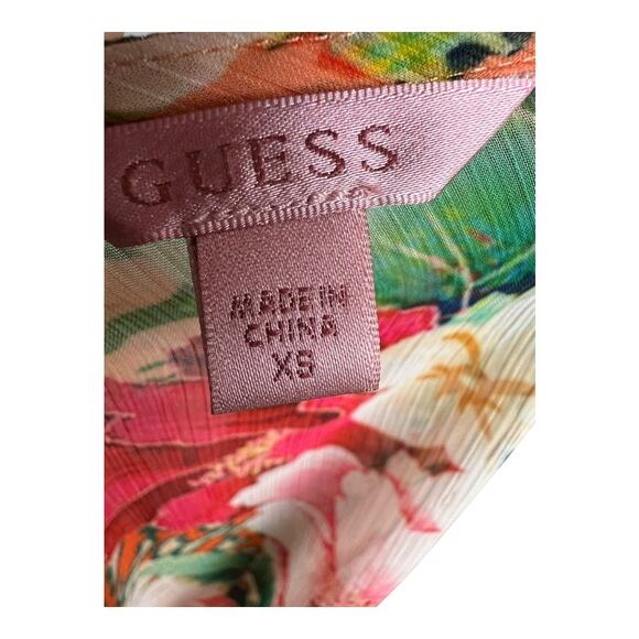 NWT Guess Long Sleeve Demi Blouse Peony Animal Print Women's Size XS Boho Flower - Picture 8 of 10
